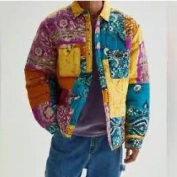 Urban Outfitters Quilted Bandana Paisley Print Colorblock Jacket size medium - Picture 7 of 7